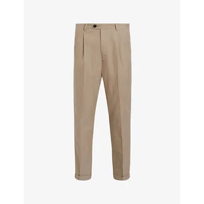 Allsaints Mens Moorland Brown Tallis Tapered-leg Mid-rise Cotton-blend Trousers