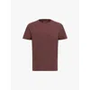 Allsaints Mens Moretti Red Bodega Raw-edge Short-sleeve Stretch Organic-cotton T-shirt