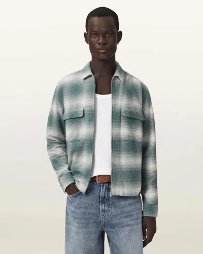 Allsaints Polanco Long Sleeve Check Shirt In Green