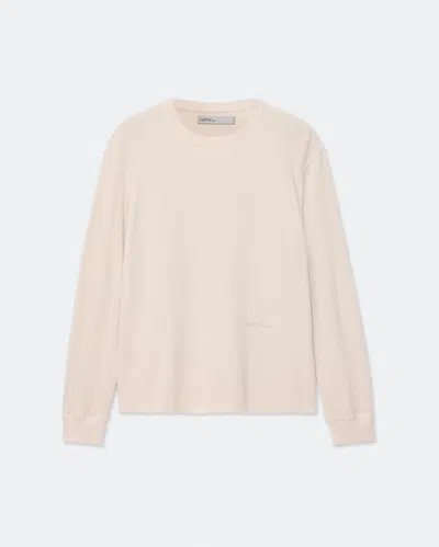 Allsaints Mens Raine Long-sleeved Cotton-knit T-shirt Taupe White Xl In Neutral