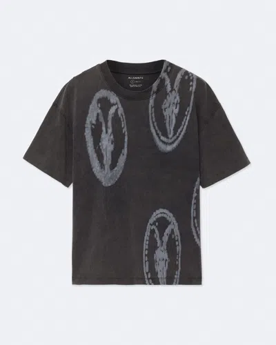Allsaints Cotton Ram Skull Graphic Crewneck T-shirt In Black