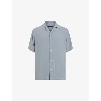 Allsaints Mens Skyline Grey Venice Relaxed-fit Short-sleeved Woven Shirt