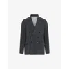 Allsaints Mens Slate Grey Tansey Double-breasted Woven Blazer In Slate Grey