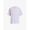 Allsaints Mens Sugared Lilac Access Brand-print Organic-cotton T-shirt