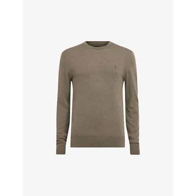 Allsaints Ramskull-embroidered Marl-pattern Wool Jumper In Taylor Green