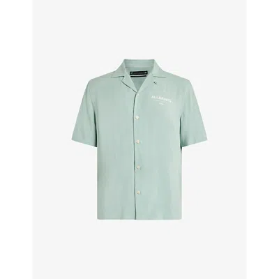 Allsaints Underground Logo Relaxed Fit Shirt In Teal Green