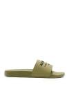 Allsaints Underground Logo Slip On Slides In Khaki