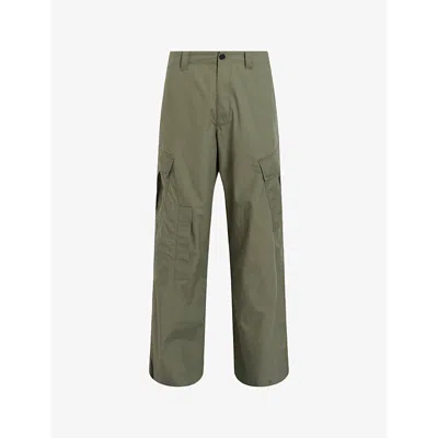 Allsaints Mens Valley Green Verge Patch-pocket Organic-cotton Trousers