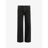 Allsaints Howling Pinstripe Straight Fit Trousers In Ink Blue