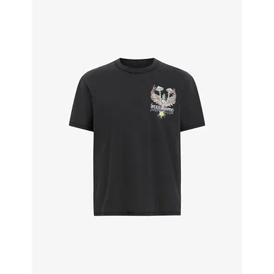 Allsaints Strummer Graphic T-shirt In Washed Black