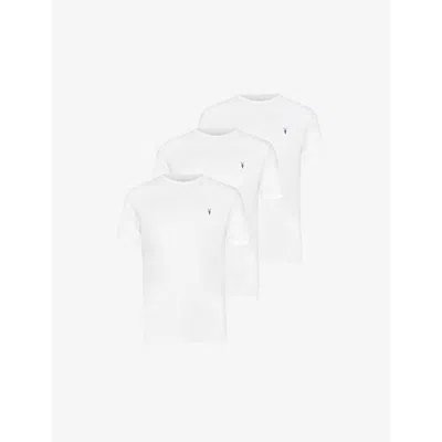 Allsaints Mens White Brace Logo-embroidered Pack Of Three Cotton-jersey T-shirts