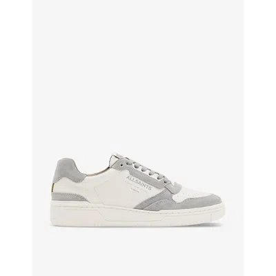 Allsaints Regan Leather Low Top Sneakers In White/grey