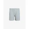 Allsaints Warden Elasticated-waist Striped Woven Swim In White/ Grey