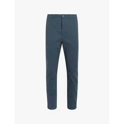 Allsaints Mens Workers Blue Walde Stretch-cotton Chinos