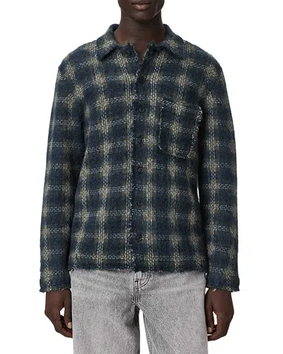 Allsaints Menard Check Cardigan Shirt In Gray