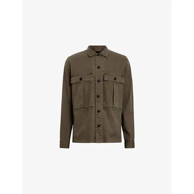 Allsaints Mens Pastoral Green Albyn Chest-pocket Cotton Shirt In Multi