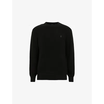 Allsaints Ivar Merino Crew Neck Ramskull Jumper In Black