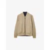 Allsaints Mens Azula Blue/bro Bassett Stand-collar Reversible Cotton-blend Jacket In Neutral