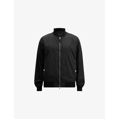 ALLSAINTS MENS BLACK/KHAKI BR BASSETT STAND-COLLAR REVERSIBLE COTTON-BLEND JACKET XS