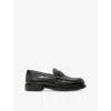 Allsaints Mens Black Bloom Leather Penny Loafers In Black