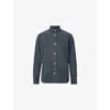 Allsaints Mens Odyssey Blue Bodhi Ramskull-embroidered Denim Shirt