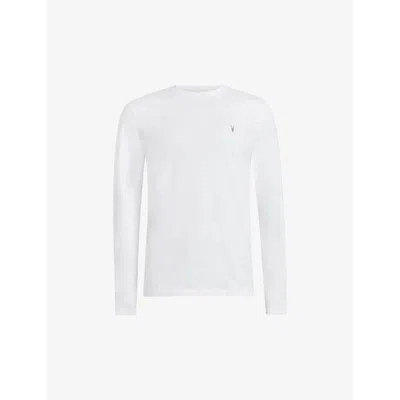 Allsaints Mens Opticwhite Brace Long-sleeved Cotton-jersey Top Xxl In White