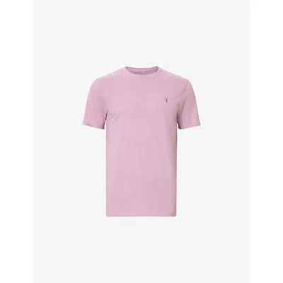 Allsaints Mens Ashed Purple Brace Logo-embroidered Cotton-jersey T-shirt
