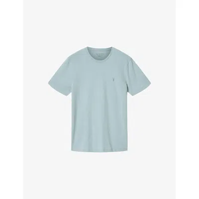Allsaints Mens Salton Blue Brace Logo-embroidered Cotton-jersey T-shirt