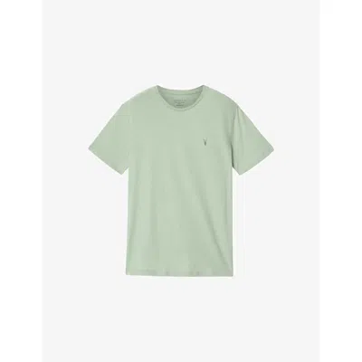 Allsaints Mens Celadon Green Brace Logo-embroidered Cotton-jersey T-shirt