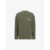 Allsaints Crypt Waffle Knit Long Sleeve Cotton Graphic T-shirt In Fleur Green