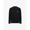 Allsaints Crypt Waffle Knit Long Sleeve Cotton Graphic T-shirt In Jet Black