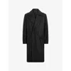Allsaints Mens Black Curran Double-breasted Wool-blend Coat In Black