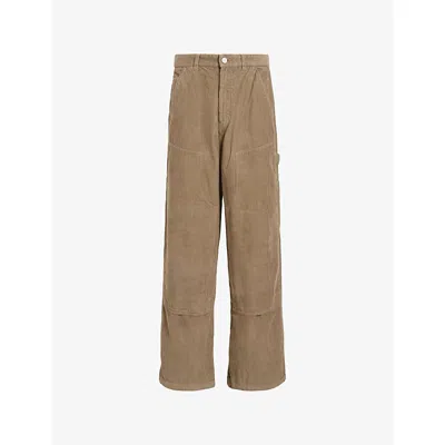 ALLSAINTS MENS GULL BROWN DUNSTAN STRAIGHT-LEG CORDUROY TROUSERS