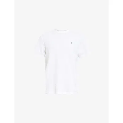 Allsaints Mens Chalk White Ellis Logo-embroidered Short-sleeve Cotton T-shirt