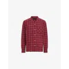 Allsaints Mens Claret Red Felix Resort-collar Checked Cotton Shirt Xs In Red