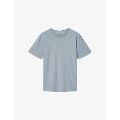 Allsaints Mens Maya Blue Flax Crewneck Short-sleeve Cotton And Linen T-shirt Xs