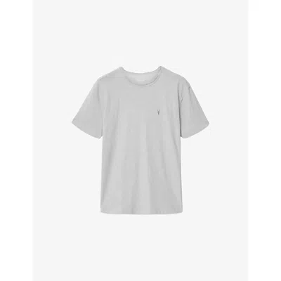 Allsaints Mens Pebble Grey Flax Crewneck Short-sleeve Cotton And Linen T-shirt Xs In Gray