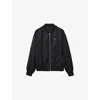 Allsaints Mens Black Future Logo-print Relaxed-fit Shell Bomber Jacket