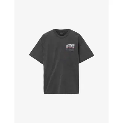 Allsaints Mens Washed Black Graphene Branded-print Cotton-jersey T-shirt Xl