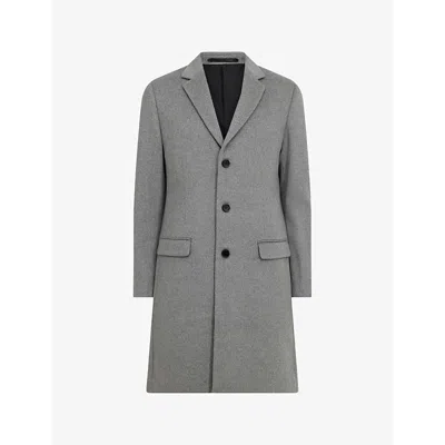 Allsaints Mens Hal Regular-fit Single-breasted Wool-blend Coat
