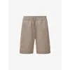 Allsaints Mens Moorland Brown Hanbury Drawstring-waist Cotton And Linen Shorts