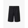 Allsaints Mens Jet Black Hanbury Drawstring-waist Cotton And Linen Shorts