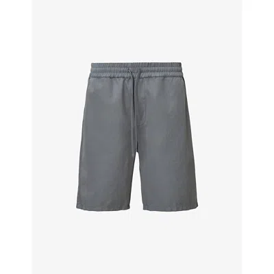 Allsaints Mens Pillar Grey Hanbury Drawstring-waist Cotton And Linen Shorts Xs