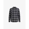 Allsaints Mens Azzurra Blue Haven Checked Cotton Shirt Xl In Blue