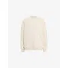 Allsaints Mens Feather Taupe Haven Embroidered-logo Oversized Organic-cotton Sweatshirt Xxl In Neutral