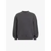 Allsaints Mens  Haven Embroidered-logo Oversized Organic-cotton Sweatshirt In Washed Black