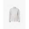 Allsaints Mens Hawthorne Logo-embroidered Slim-fit Stretch Organic-cotton Shirt Cloudy Grey