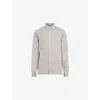 Allsaints Mens Whisper Grey Hawthorne Logo-embroidered Slim-fit Stretch Organic-cotton Shirt