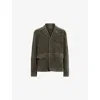 Allsaints Mens Hornett Western-yoke Regular-fit Suede Blazer Gull Brown In Green