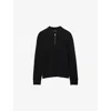 Allsaints Mens Black Jakob Zip-neck Long-sleeve Stretch-knit Polo In Blue